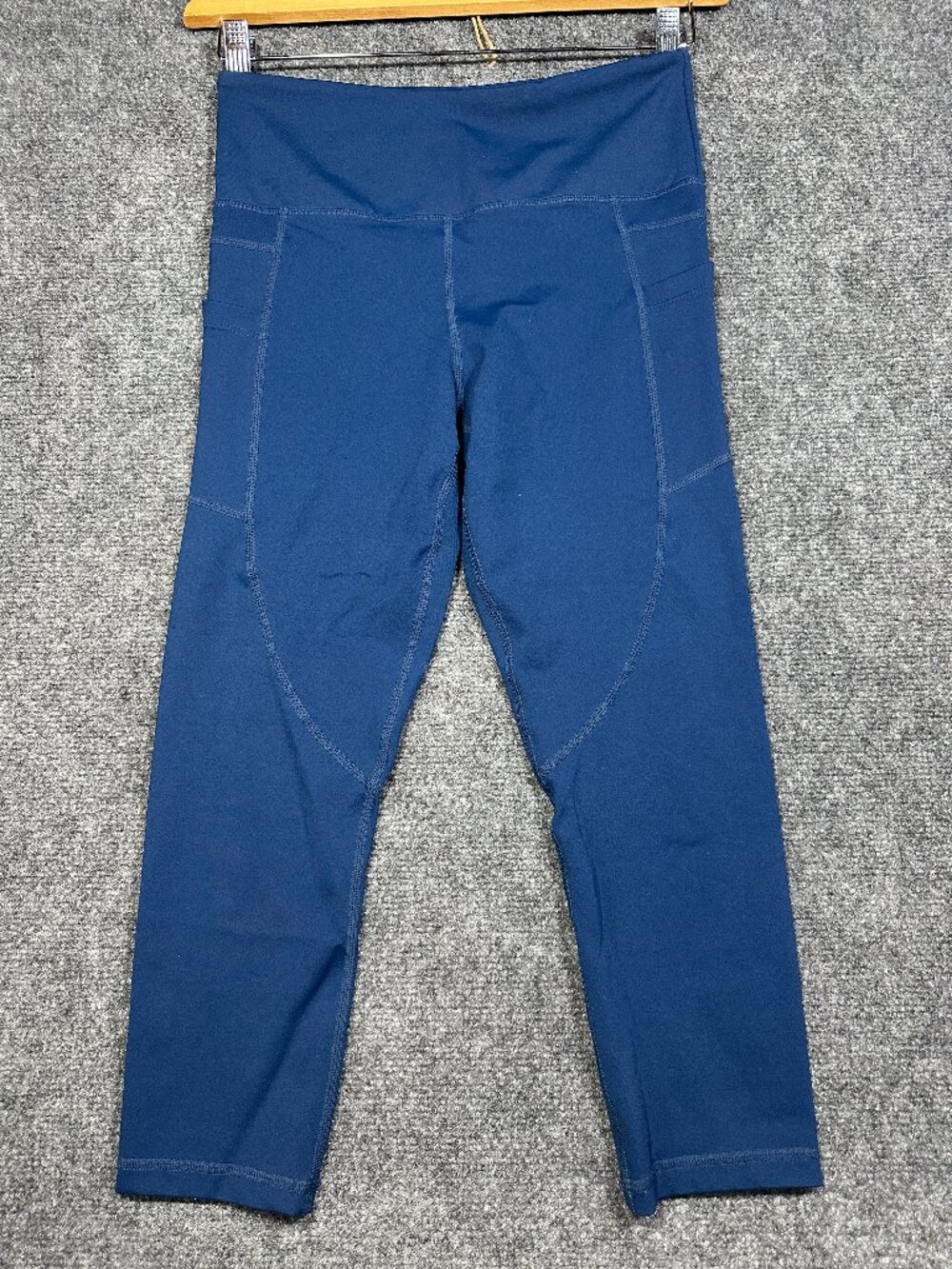 Zyia Active Compression Pants Womens  6 Blue Stretch Side Pockets Crop